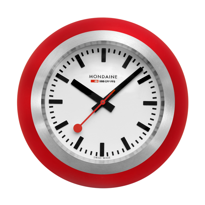 Mondaine Official Swiss Railways Globe Clock Red