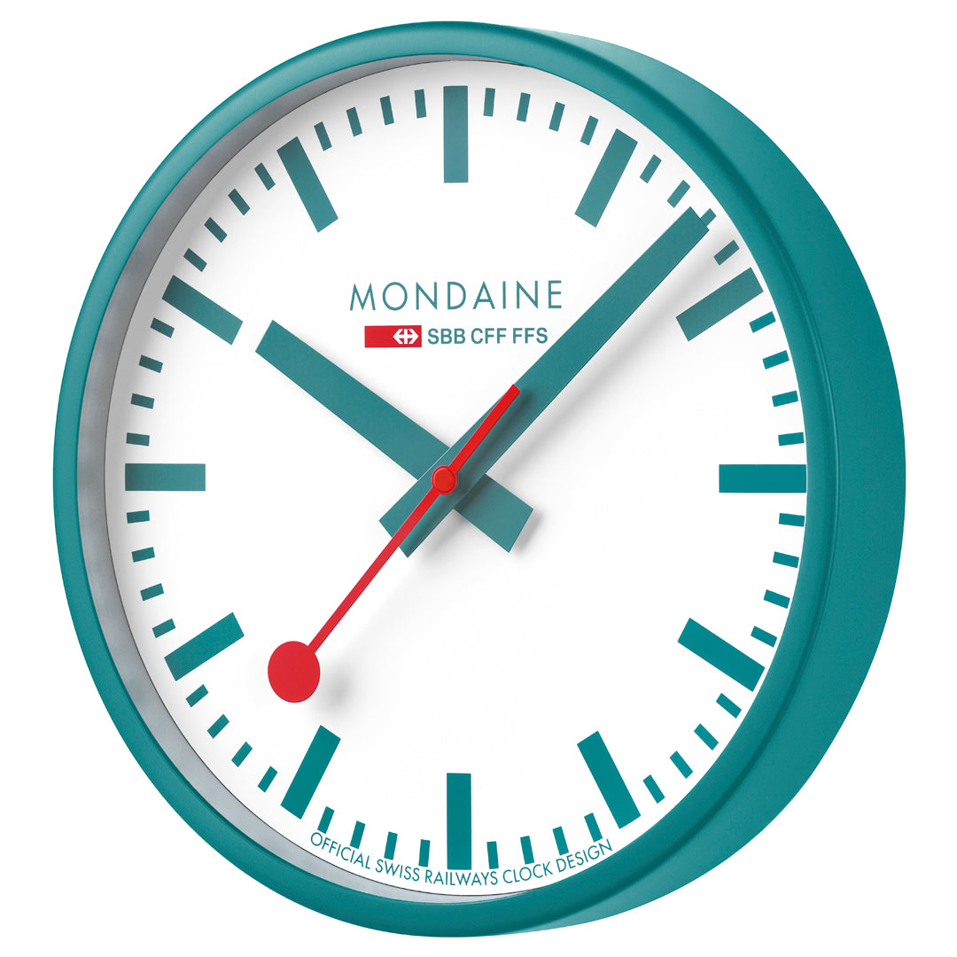 Mondaine Official Swiss Railways Teal Wall Clock 25cm - A990.CLOCK.10SBD