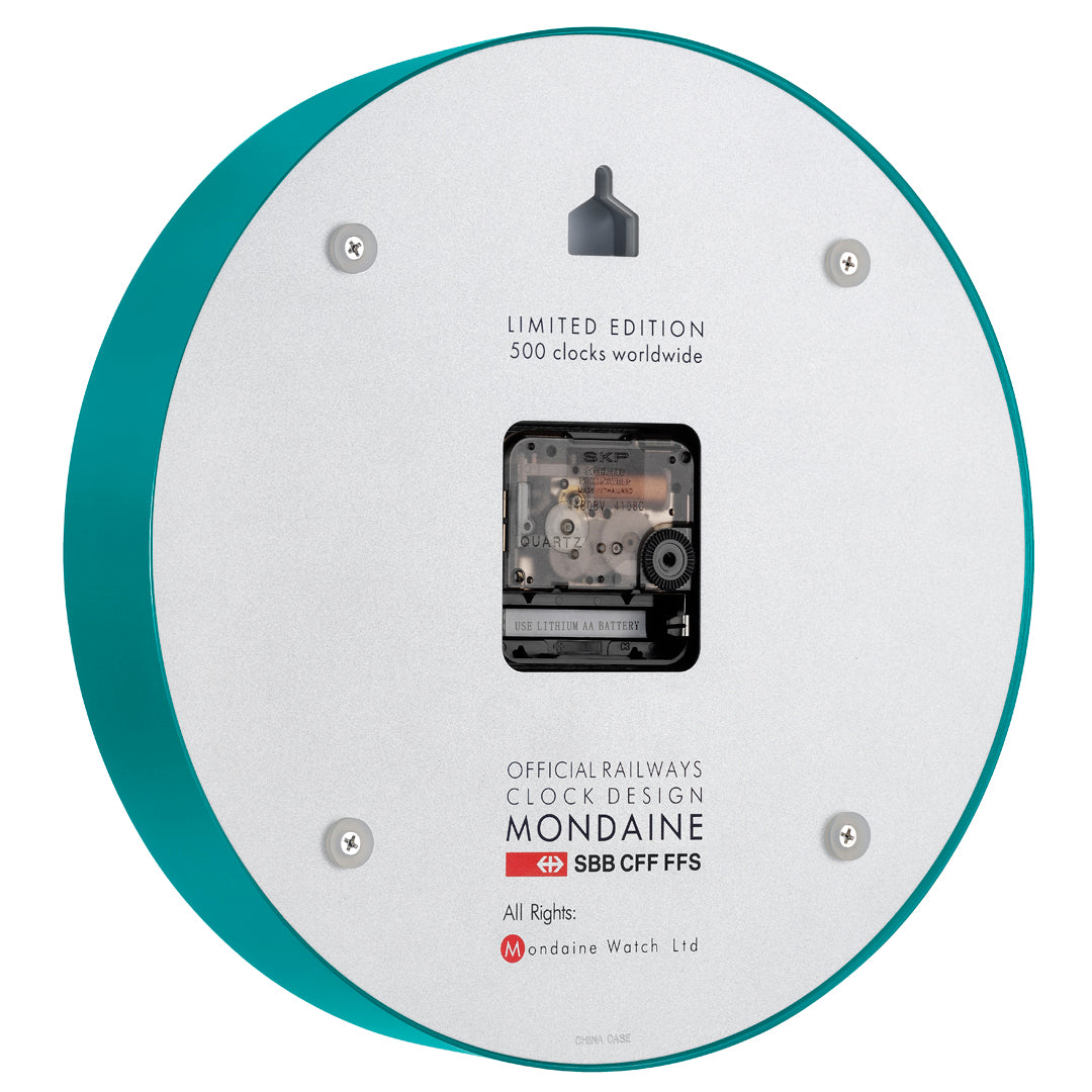Mondaine Official Swiss Railways Teal Wall Clock 25cm - A990.CLOCK.10SBD