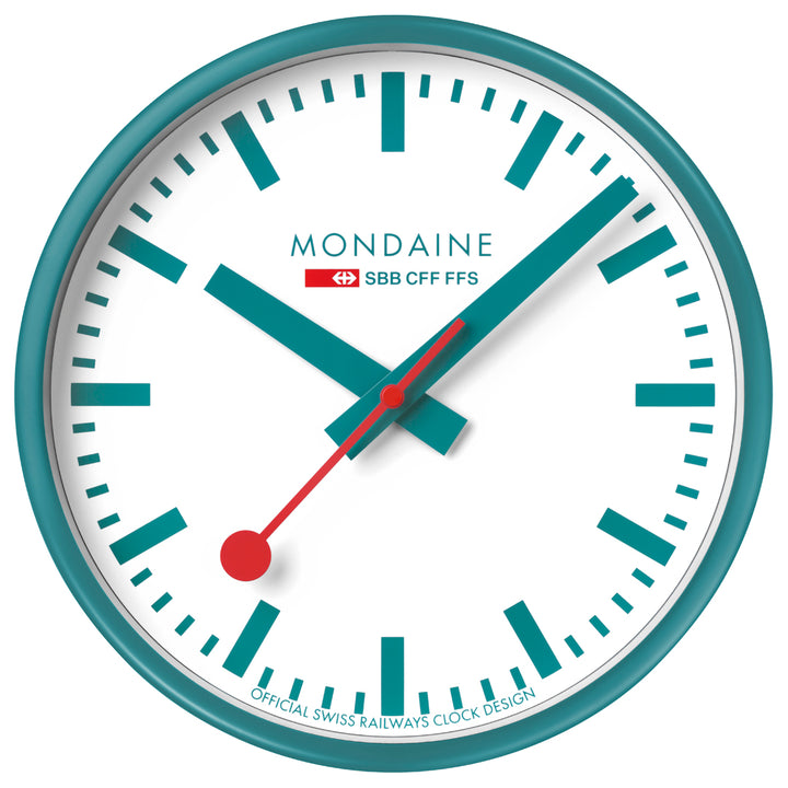Mondaine Official Swiss Railways Teal Wall Clock 25cm - A990.CLOCK.10SBD