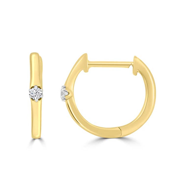 Diamond Hoop Earrings with 0.04ct Diamonds in 9K Yellow Gold | The Jewellery Boutique