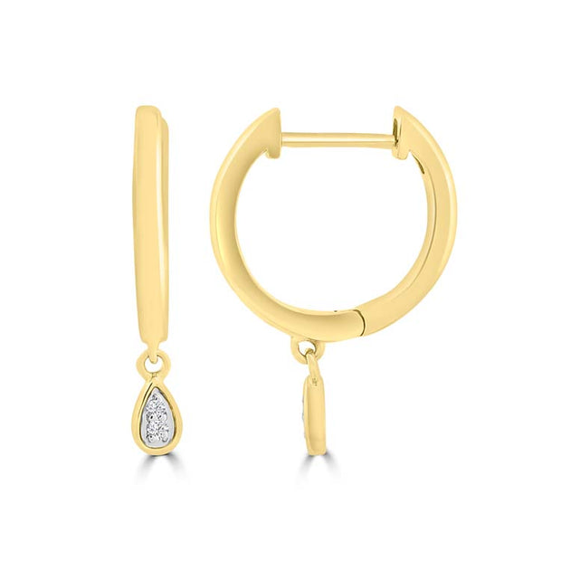 Diamond Hoop Earrings with 0.02ct Diamonds in 9K Yellow Gold | The Jewellery Boutique