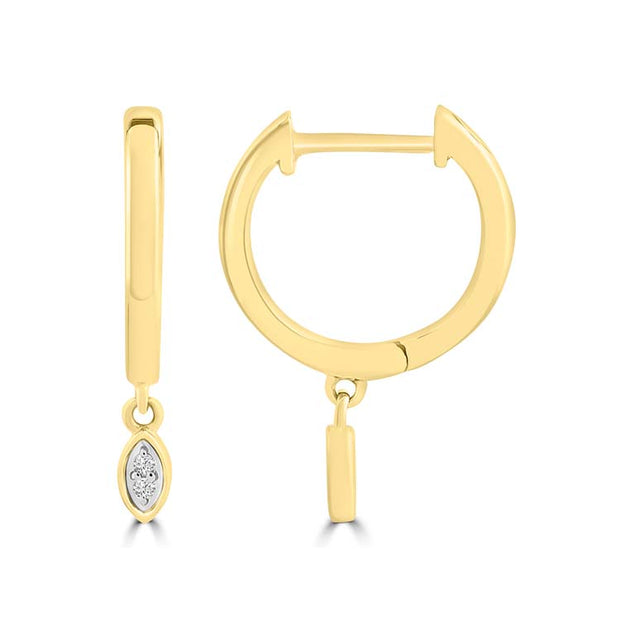 Diamond Hoop Earrings with 0.02ct Diamonds in 9K Yellow Gold | The Jewellery Boutique