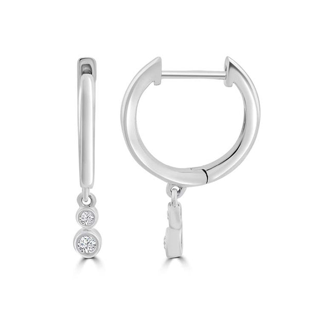 Diamond Hoop Earrings with 0.06ct Diamonds in 9K White Gold | The Jewellery Boutique