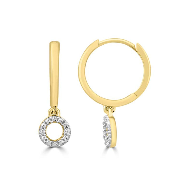 Diamond Hoop Earrings with 0.02ct Diamonds in 9K Yellow Gold | The Jewellery Boutique