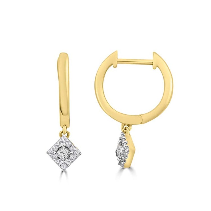 Diamond Hoop Earrings with 0.18ct Diamonds in 9K Yellow Gold | The Jewellery Boutique