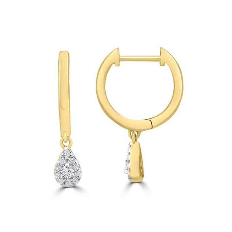 Diamond Hoop Earrings with 0.148ct Diamonds in 9K Yellow Gold | The Jewellery Boutique