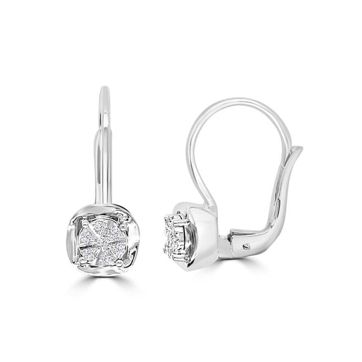 Diamond Leverback Earrings with 0.1ct Diamonds in 9K White Gold | The Jewellery Boutique