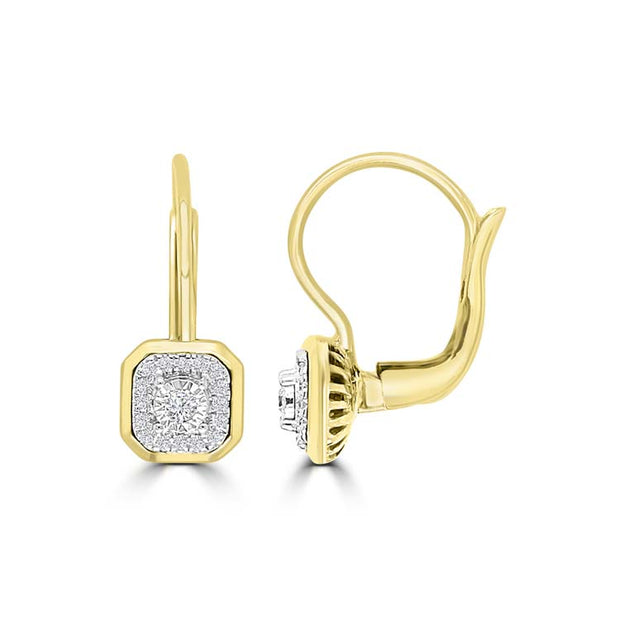 Diamond Leverback Earrings with 0.12ct Diamonds in 9K Yellow Gold | The Jewellery Boutique