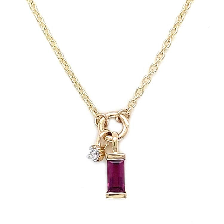 Diamond and Rhodolite 45cm Necklace with 0.01ct Diamond in 9K Yellow Gold |The Jewellery Boutique Australia