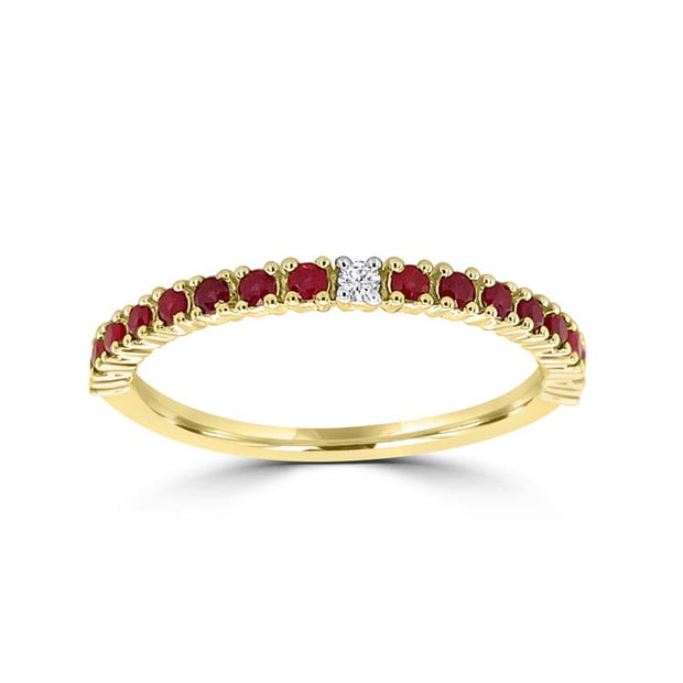 Diamond, Ruby Ring with 0.012ct Diamonds in 9K Yellow Gold | The Jewellery Boutique