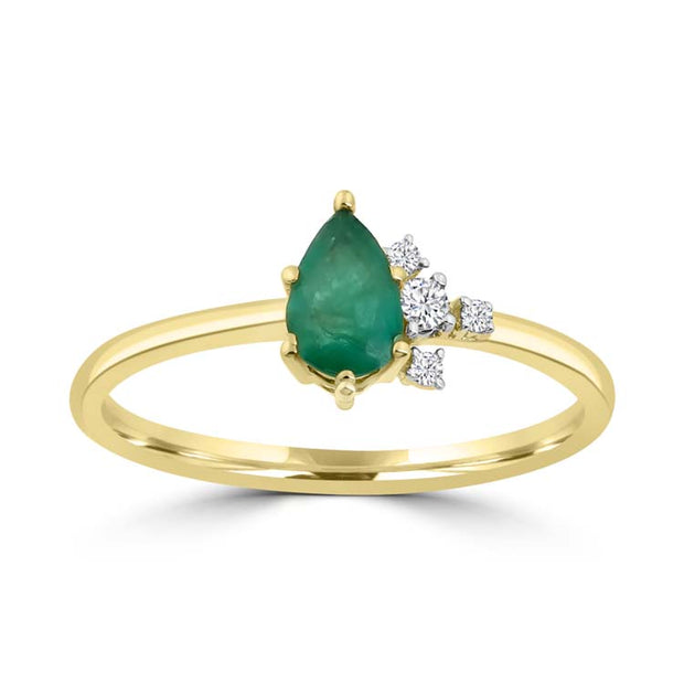 Diamond, Emerald Ring with 0.04ct Diamonds in 9K Yellow Gold | The Jewellery Boutique