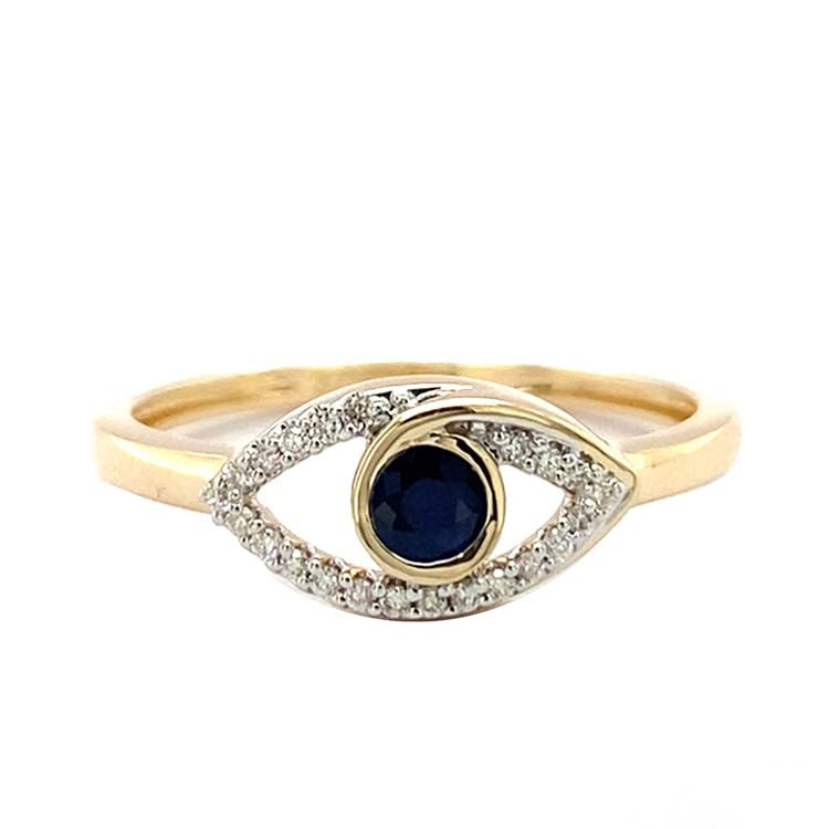 Diamond and Sapphire Ring with 0.05ct Diamond in 9K Yellow Gold |The Jewellery Boutique Australia