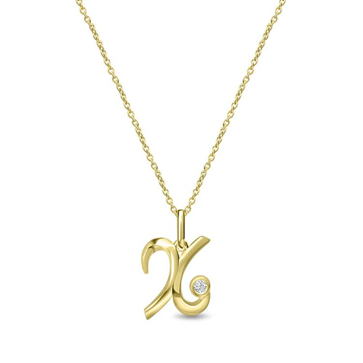 Diamond Initial 'X' Necklace 40-45cm with 0.018ct Diamonds in 9K Yellow Gold | The Jewellery Boutique