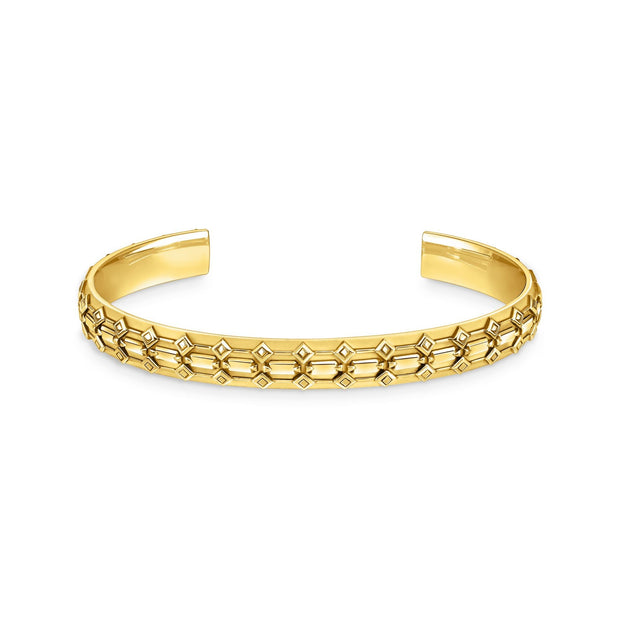 THOMAS SABO Yellow-Gold Wide Bangle with Crocodile Detailing