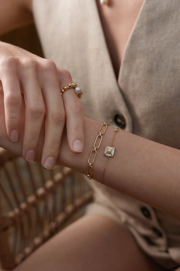 Ania Haie Gold Pearl Pave Bracelet