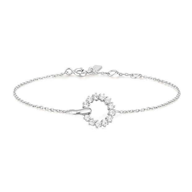 Silver Interlinked Circles Pave Bracelet | The Jewellery Boutique Australia