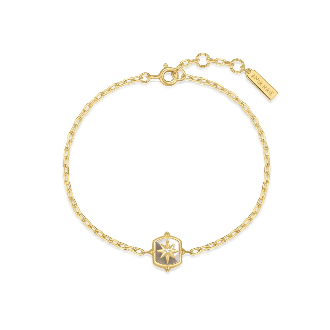 Gold Colour-Block Mother of Pearl Star Bracelet