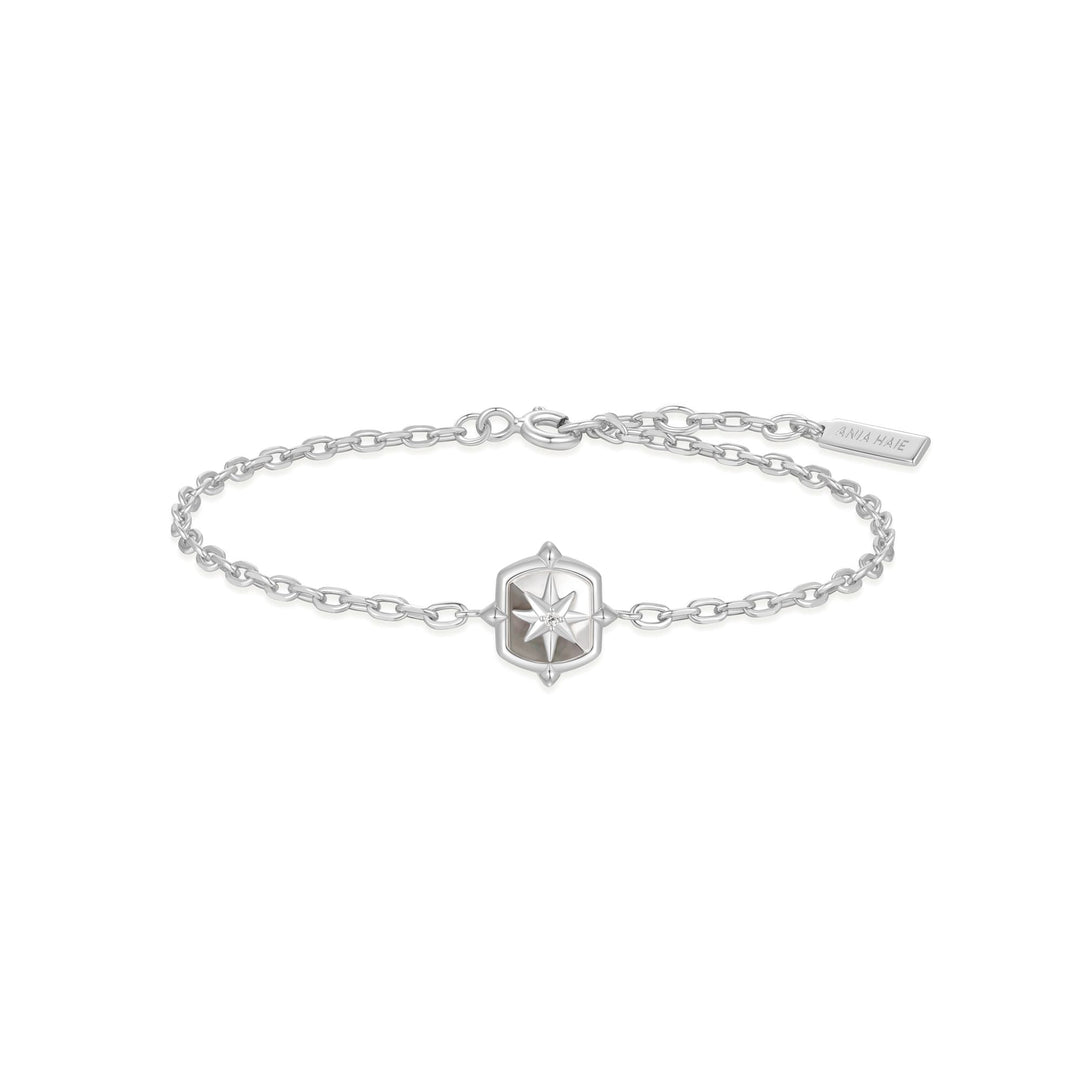 Silver Colour-Block Mother of Pearl Star Bracelet