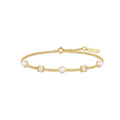 Ania Haie Gold Bezel-Set Cube and Pearl Station Bracelet