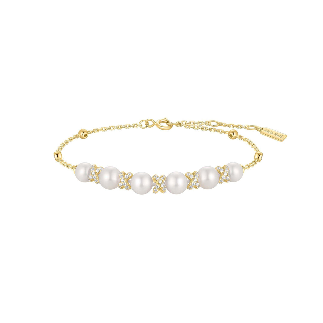 Ania Haie Gold Sparkling Braided Shell Pearl Bracelet