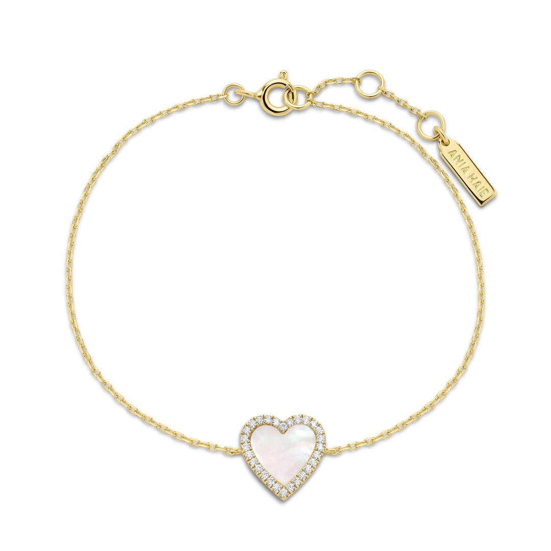 Gold Mother of Pearl Halo Heart Bracelet | The Jewellery Boutique Australia