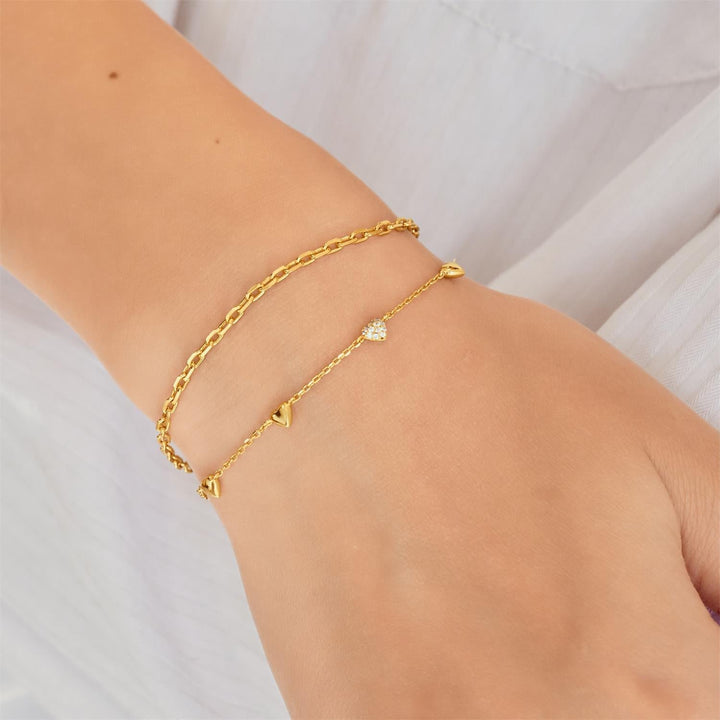 Ania Haie Gold Pave Puffed Heart Station Bracelet | The Jewellery Boutique Australia