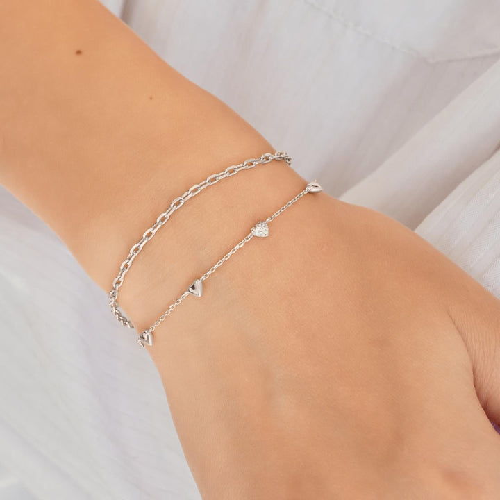 Ania Haie Silver Pave Puffed Heart Station Bracelet | The Jewellery Boutique Australia