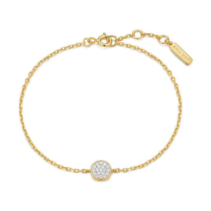 Gold Pave Disc Bracelet