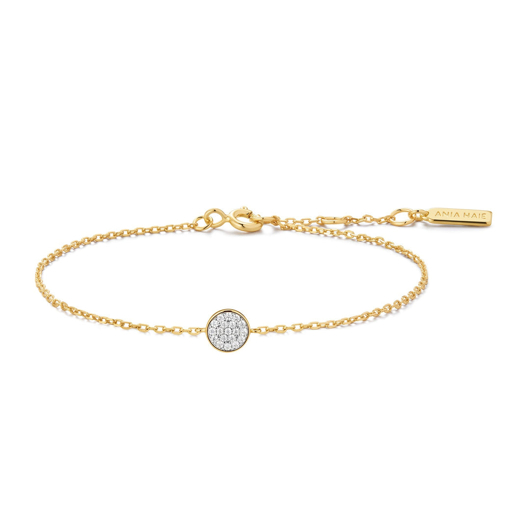 Gold Pave Disc Bracelet