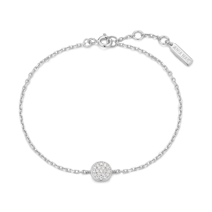 Silver Pave Disc Bracelet