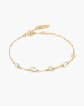 Gold Round & Teardrop Bezel Station Bracelet