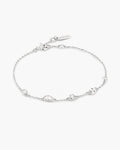 Silver Round & Teardrop Bezel Station Bracelet