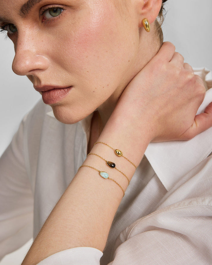 Gold Organic Dome Pebble Bracelet