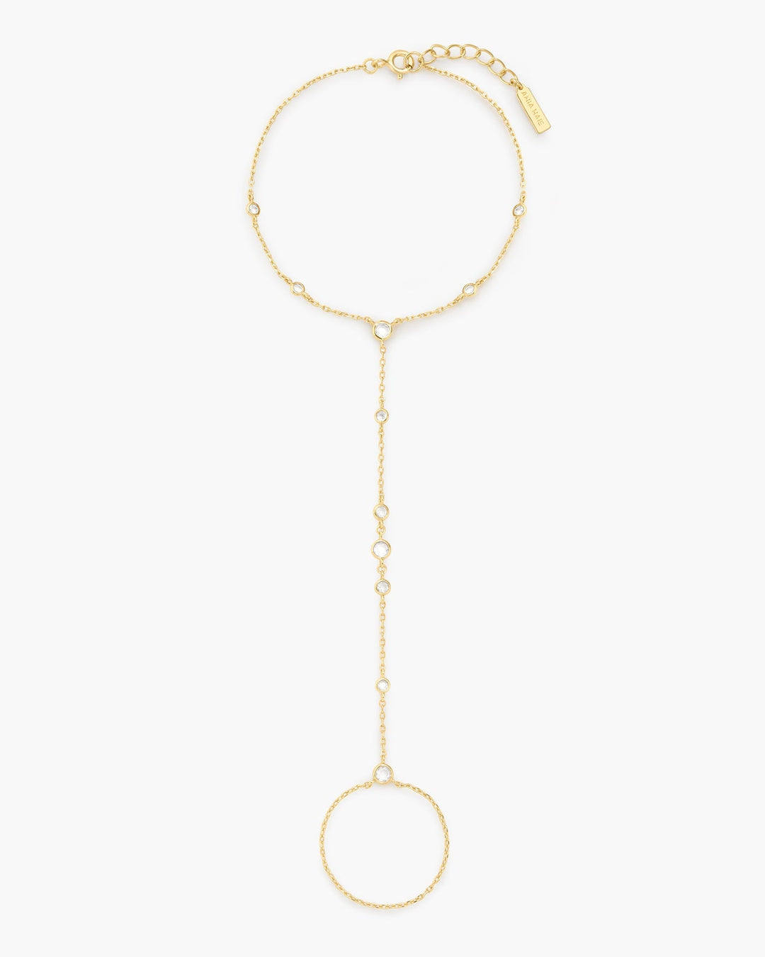 Gold Bezel-Set Station Hand Chain