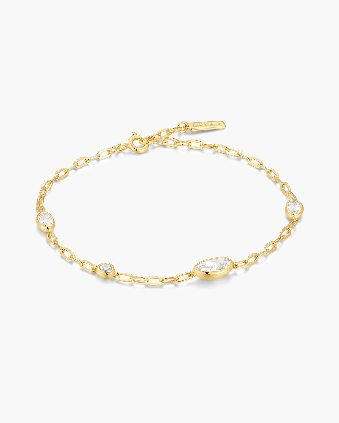 Gold Bezel Organic Dome Pebble Station Bracelet