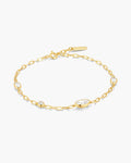 Gold Bezel Organic Dome Pebble Station Bracelet
