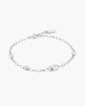 Silver Bezel Organic Dome Pebble Station Bracelet