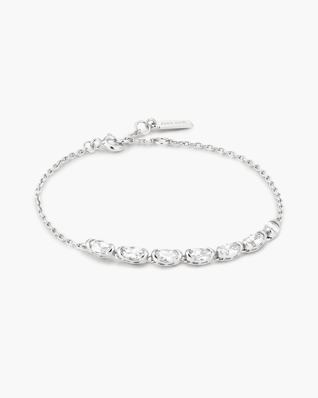 Silver Half-Bezel Oval Half-Tennis Bracelet