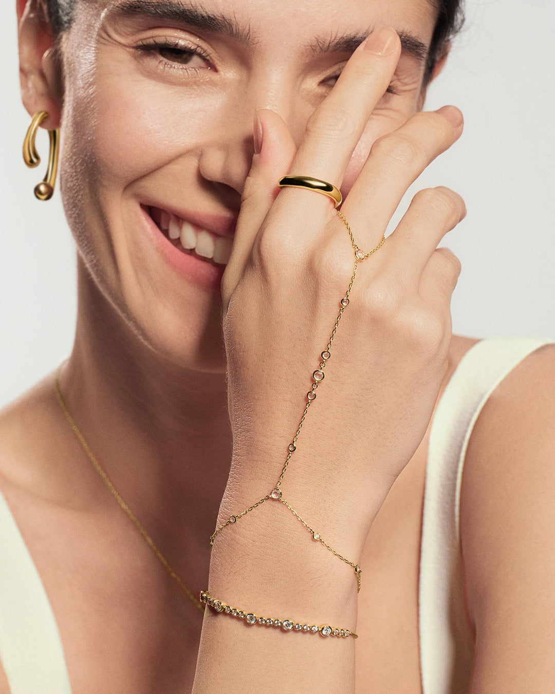 Gold Alternating Bezel-Set Bracelet