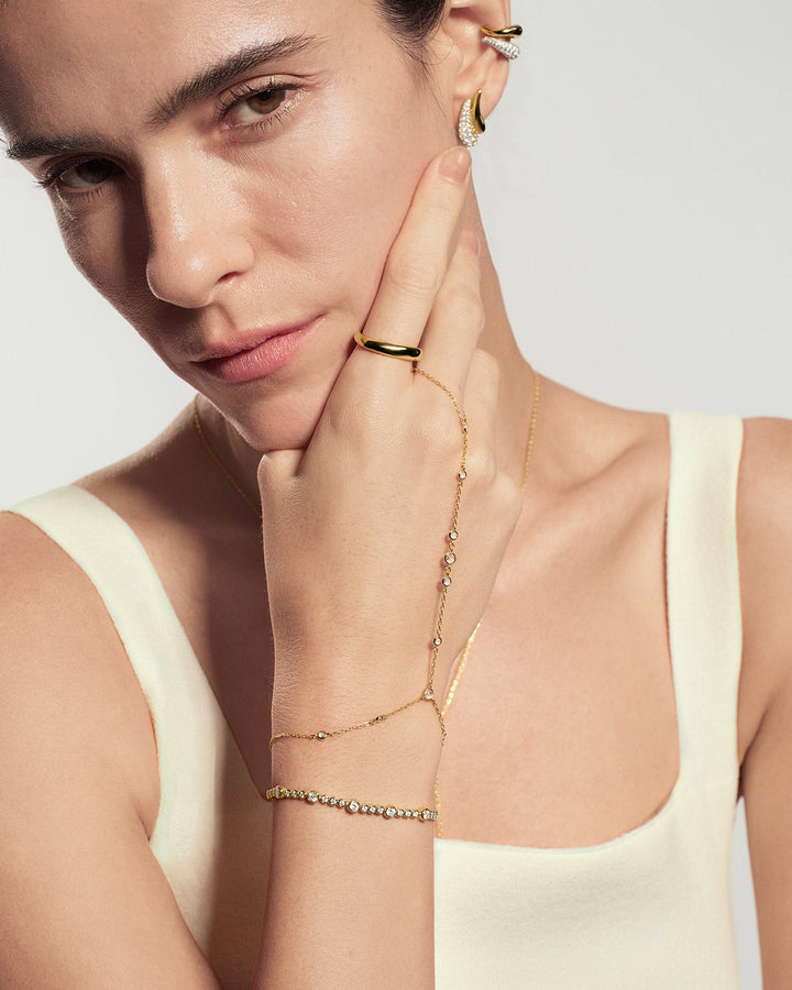 Gold Alternating Bezel-Set Bracelet