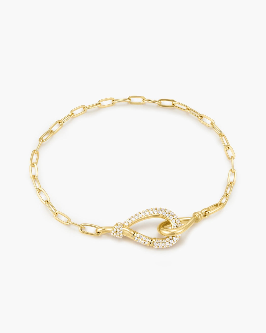 Gold Interlocked Pave & Polished Knot Bracelet