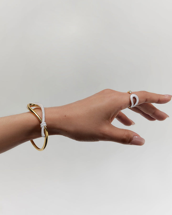 Gold Pave Knot Adjustable Ring