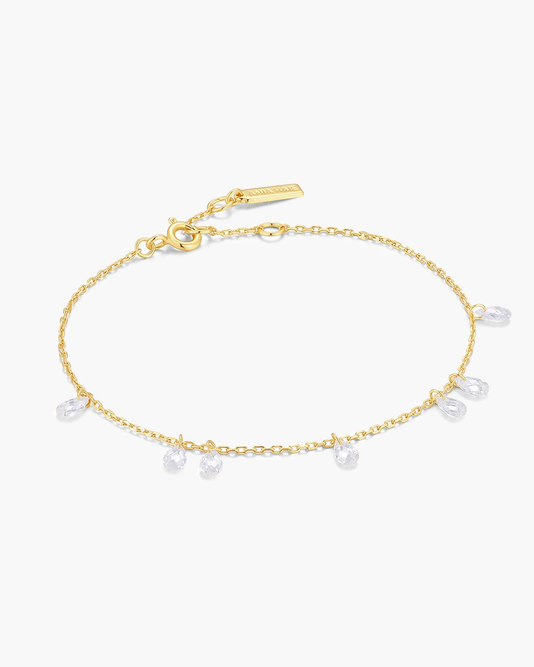 Gold Ethereal Teardrop Dangle Station Bracelet