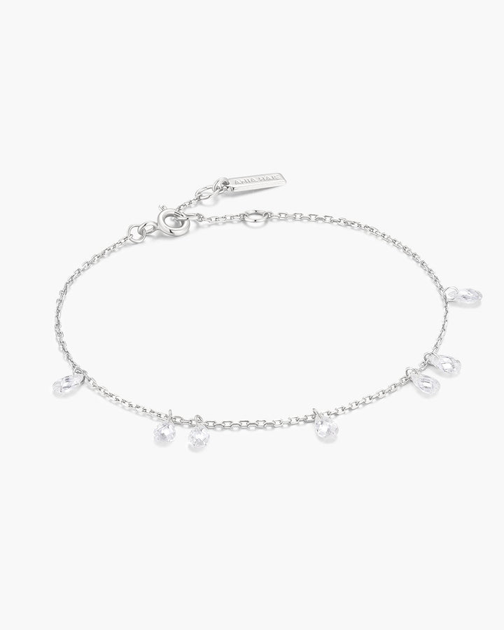 Silver Ethereal Teardrop Dangle Station Bracelet