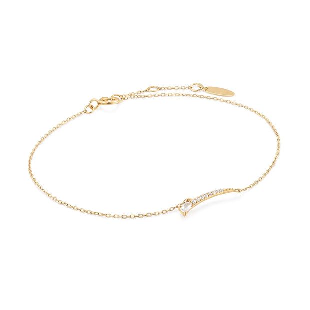 Ania Haie 14kt Gold White Sapphire Curve Bar Bracelet