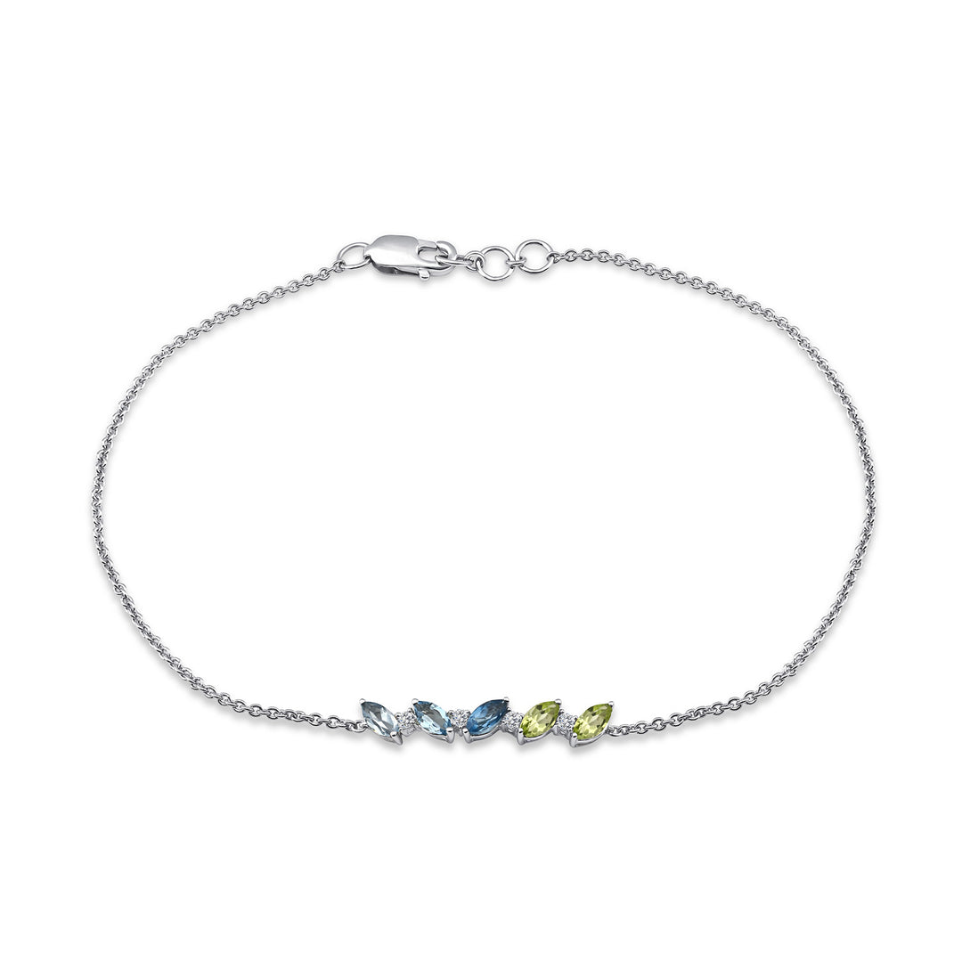 0.04ct Diamond, Topaz & Peridot Bracelet in 9K White Gold