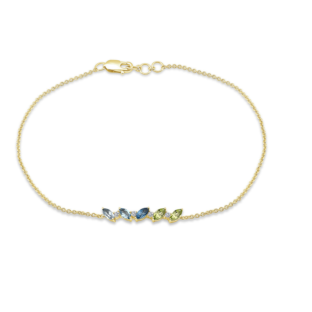 0.04ct Diamond, Topaz & Peridot Bracelet in 9K Yellow Gold