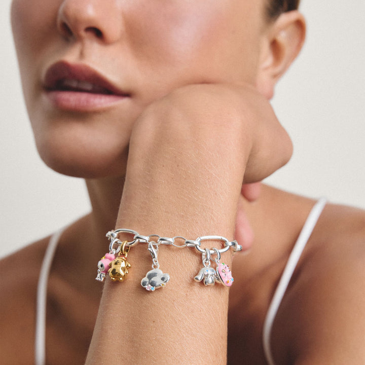 THOMAS SABO Silver-Plated Charm Club Bracelet with Connect Link