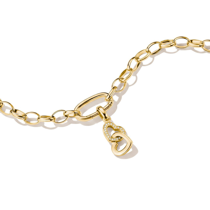 THOMAS SABO Gold-Plated Double Heart Charm with White Zirconia